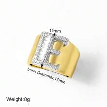 Chunky CZ Crystal 26 Letter Rings For Women Gold Silver Color Wide Rings Initial Jewelry Party Gifts