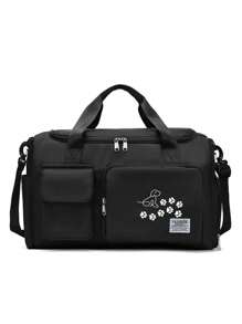 Bolsa de viaje con huellas de patitas de cachorro, bolsa de deporte y mochila multifunción, bolsa de viaje de nailon de gran capacidad y casual, ligera, adecuada para gimnasio, deportes, pernoctación