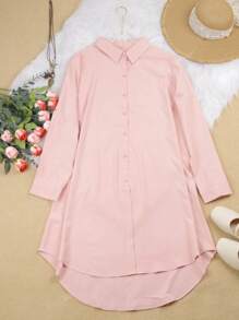 Chemises à manches longues boutonnées, grande taille, couleur unie, pour femmes en grande taille