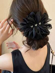 1 件女士花卉网格爪夹，韩式优雅香蕉发夹，发髻发型配件时尚发饰优雅发夹 - 彩色 - 查看 6