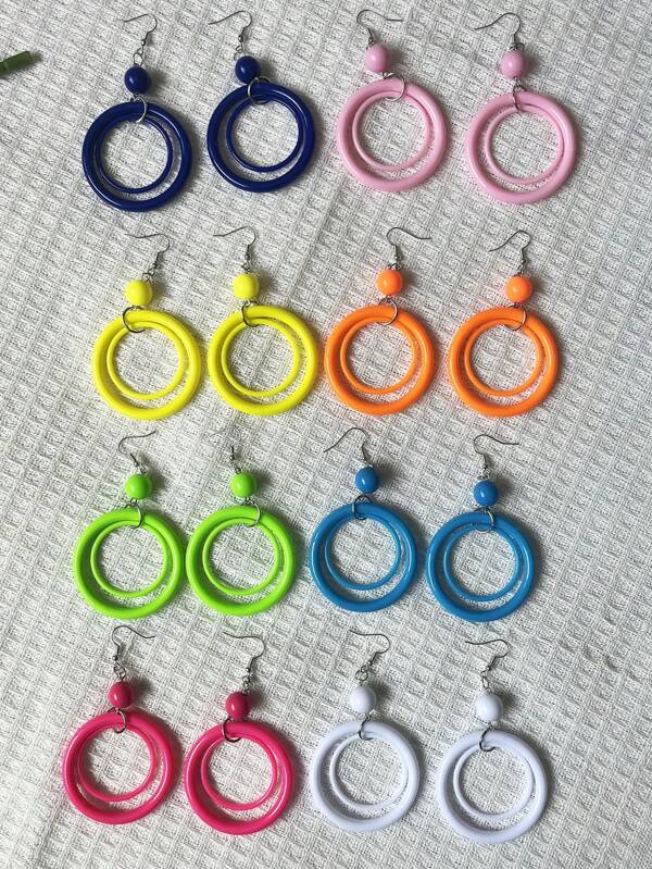 1 Pair Neon Acrylic Double Hoop Earrings, Vivid Fashion Accessories For Holiday Party, Spring And Summer, European And American Style