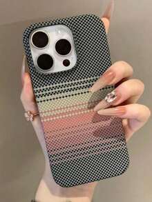 Luxury Carbon Fiber Texture Shockproof Bumper Phone Case Compatible With IPhone16 14 Pro 13 12 15 Pro Max Hard Back Cases Cover FundasiPhone17/17pro/17promax - Gray Orange - View 2