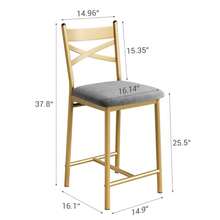 mteryoing Modern Bar Stool Set, Metal Bar Stool With Backrest And Footrest, Counter Height Bar Stool, Upholstered Island Chair For Dining Room, Kitchen - Gold (4pcs) - View 8