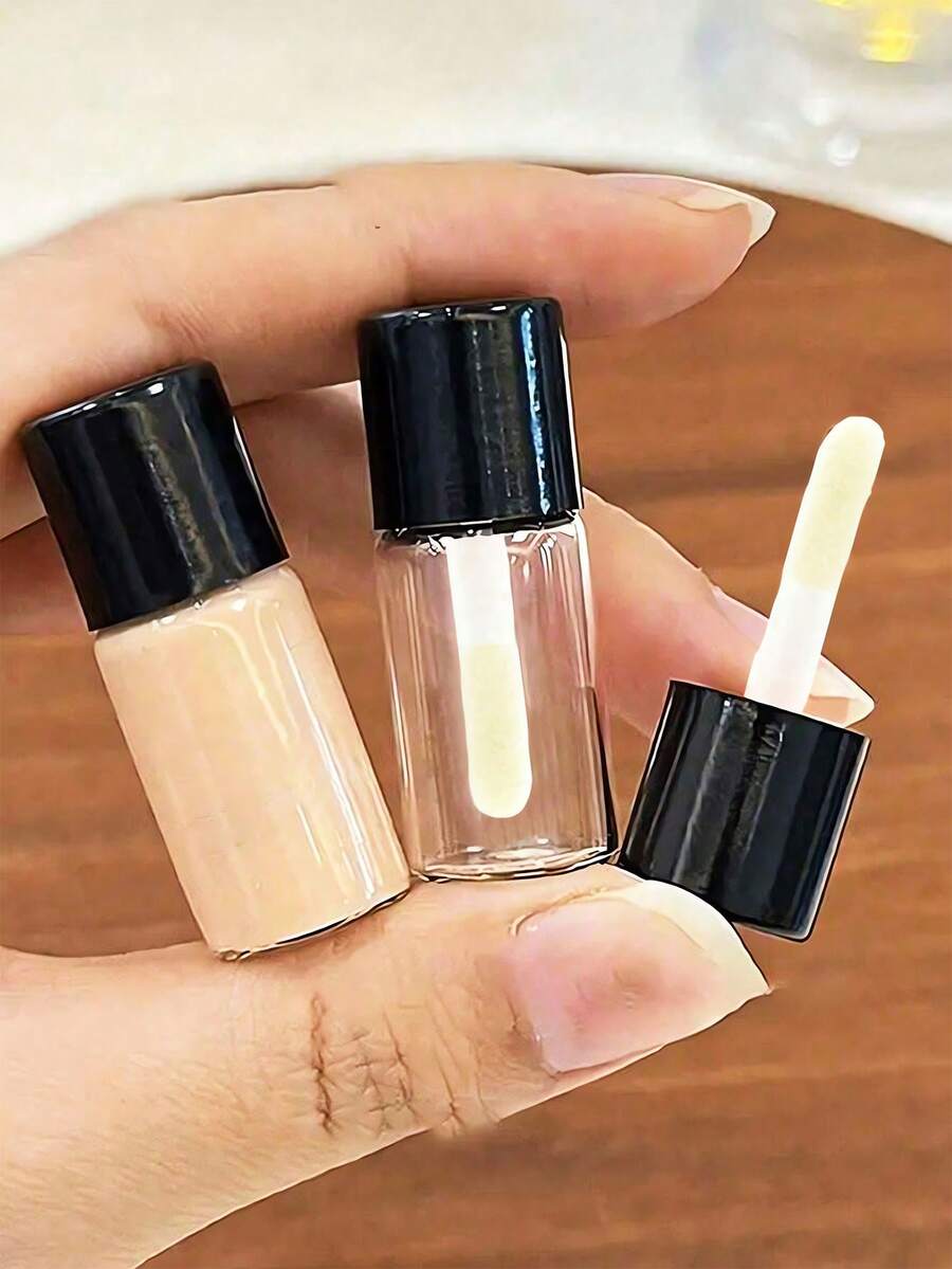 Bộ sản phẩm trang điểm mini 4ml/0.1oz gồm kem nền, kem che khuyết điểm, son môi - Hộp đựng mỹ phẩm di động có nắp vặn, không mùi, lý tưởng để đựng mẫu thử mỹ phẩm, đồ dùng vệ sinh cá nhân, khi đi nghỉ mát, du lịch mùa hè, hoạt động ngoài trời, chuẩn bị cho năm học mới. - màu đen - Xem 1