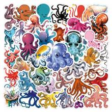 55 piezas Pegatinas lindas de pulpo, pegatinas divertidas de criaturas marinas de dibujos animados, pegatinas de tema oceánico, decoraciones artísticas a prueba de agua para sobres, botellas de agua, computadoras, portátiles, teléfonos, equipaje, cuadernos, refrigeradores