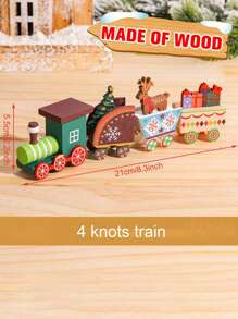 1 pieza Decoración de tren de madera de 4 secciones para Navidad, regalo para fiesta navideña, lindo adorno de madera para ventana, jardín, mesa, decoración navideña para el hogar, habitación y mesa, colgante decorativo para Navidad, Feliz Navidad