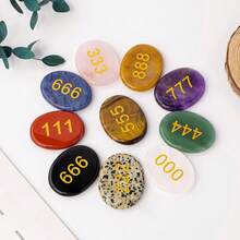 1 PIEZA Piedra de preocupación con números en el pulgar - Cristales de chakra (Cuarzo rosa, Amatista, Ojo de tigre) para la ansiedad y la meditación