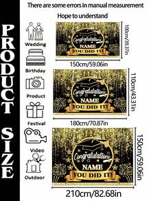 1 件可定制姓名 2025 届毕业生庆祝派对横幅，涤纶材质学士帽蓝/黑金/蓝金/绿图案摄影背景，个性化大学毕业横幅教室背景，家居和户外装饰用品，毕业典礼，派对装饰，三种尺寸可供选择