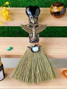 1 Stück natürlicher Kristall Herz-förmiger Mini-Besen, spitzer Zauberstab Mini-Besen - Altar-Zubehör Quarz Hexenbesen, Geburtstagsgeschenk, Halloween Heim-Dekoration, Halloween Zimmer-Dekoration - Liebesbesen - Übersicht 8