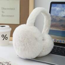 Cute Earmuffs For Women, Korean Style Plush Earmuffs, Adjustable Warm Ear Covers For Winter, Stylish Solid Color, Versatile For Riding Winter Accessories - Earmuffs - View 6