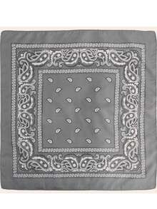 时尚印花头巾腰果花嘻哈街舞头巾多功能围巾户外欧美风格 - 灰色 - 查看 2