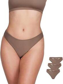 Magneticfit Thongs For Women Stretch Sexy Underwear Comfort Tagless Thong Low Rise Breathable Panties 3 Pack - 棕色 - 查看 1