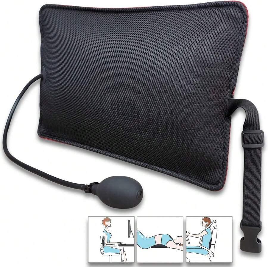 Inflatable Lumbar Support Pillow For Office Chair And Car Seat, Back Support Cushion With Air Pump For Reducing Lower Back Pain - Multicolor - View 1