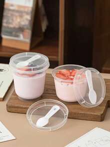 10pcs/20pcs Set Heat Resistant Thick Pudding Cups, Commercial Dessert Cups For Ice Cream, Jelly, Yogurt, Bakery Shops, PP Plastic Cups With Lids And Spoons, Creative Boba Tea Takeaway Cups - Transparent - View 4