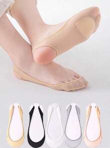 1/5 Pairs Invisible Boat Socks Women Summer Silicone Non-Slip Socks For High Heels Shoes Ice Silk Thin Half-Palm Suspender Sock