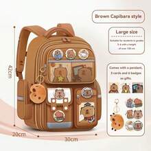 1 Set Cute & Lightweight Capybara Backpack, Large Capacity Design To Reduce Burden And Protect Spine, Suitable For Lower Grade Students, Back-To-School Stationery Gift For Friends And Students School Bag Bookbag