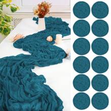 1 Stück Käsetuch Tischläufer Sommer Boho Landhaus Gaze Tischdecke 120 Zoll 10FT Käsetuch Läufer für Party Baby Dusche Heim Dekoration Feiertags Dekorationen