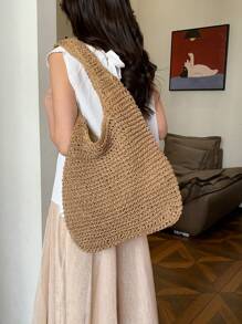 Fashionable Straw Woven Tote Bag For Women, Leisure Style