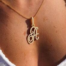 Gold Plated Initial Necklaces For Women Letter Pendant Necklaces Cubic Zirconia Stainless Steel Chain Iced Out Letter Necklace Birthday Gifts