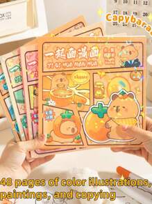 1pc/2pcs Creative Capybara Sketch Books, Random Colors & Styles, Student Line Drawing Practice Album, Cute Doodle Coloring Books, Children Memo Pad Coloring Books, Featuring Adorable Animal Characters