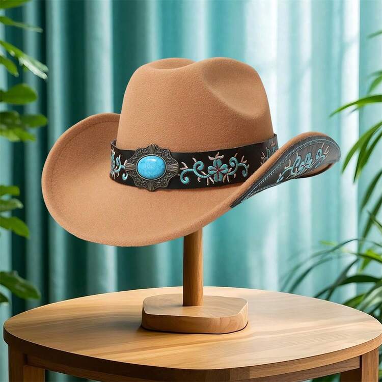 Cowboy Hat,Cowgirl Hat,Brown/Black Cowboy Hats For Women Men  display picture 1