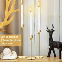3pcs Set European Style Metal Candle Holders, Candle Decor, Romantic Candlelight Dinner Tabletop Ornaments, Electroplated Wedding Decorations