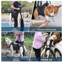 狗狗全身輔助帶，寵物攜帶袋，適用於老年犬與殘疾犬的復健運動輔助帶，可協助狗狗行走與爬樓梯，適合狗狗外出使用，黑色，S-XXL - 黑色 - 查看 10