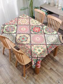 1 Stück Bohemien bedruckte Tischdecke, moderne rechteckige/runde wasserdichte Tischdecke aus Polyester, Digitaldruck, geeignet für Wohnzimmer, Zuhause, Outdoor-Dining, Kleiner Rundetisch
