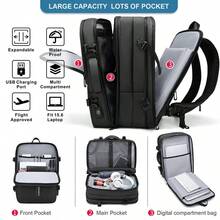 Travel Backpack For Men Women, Expandable Carry On Backpack With USB Charging Port Black - Multicolor - View 3