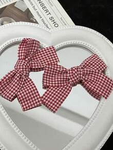 2pcs Cute Plaid Bow Barrette, Multi-Color Daily Accessories - Multicolor - View 2