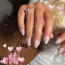 Press On Nails Black Oval Acrylic Fake Nails Press Ons, Natural Glue On Nails Short Almond, Reusable One Color Soft Gel Stick On Nails Set For Women Finger Decoration - 黑色 - 查看 9