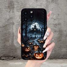 Halloween Theme Pumpkin Castle Pattern Simple Unique Fashion Fun Pretty  Men And Women Pretty Men And Beautiful Women Matte Texture Phone Case For IPhone 15 14 13 12 11 XS XR X 7 8 Plus Pro Max Mini (Send To Friends, Family, Boyfriend, Girlfriend) - Blanco antiguo - Ver 9