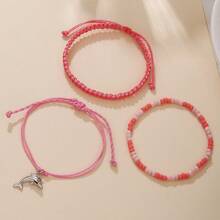 3pcs/Set Vacation Casual Dolphin Braided Bracelets Set