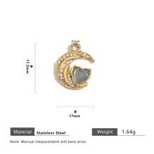 1 Pc 304 Stainless Steel 18k Gold-Plated Pendant With Natural Stone Fish, Moon, Crab, Turtle And Bird, Women's Stainless Steel Jewellery Accessories DIY Pendant