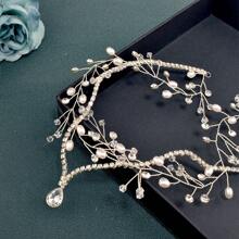 1pc Silver Hair Accessory For Women, Handmade Bridal Headpiece, Crown Hairstyle Decor Suitable For Wedding, Engagement, Party, Christmas