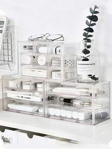 1 件塑料透明桌面抽屉收纳盒，带 5 或 7 个插槽，适用于桌面文具收纳