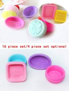 Handmade Soap Molds, Available In 16-Piece Set And 4-Piece Set, Made Of Silicone Material, Non-Stick And Easy To Release, Suitable As Holiday Gifts, Christmas Gifts, DIY Handcraft Creative Tools - Multicolor - View 1