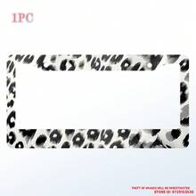 1PC Leopard Print License Plate Frame Skin Texture Pattern Stainless Steel License Plate Holder Front And Rear Car Tags Funny Car Decoration Accessories With Screws 6.3 X 12.2 In Women Men - 12x6 Inch - View 1