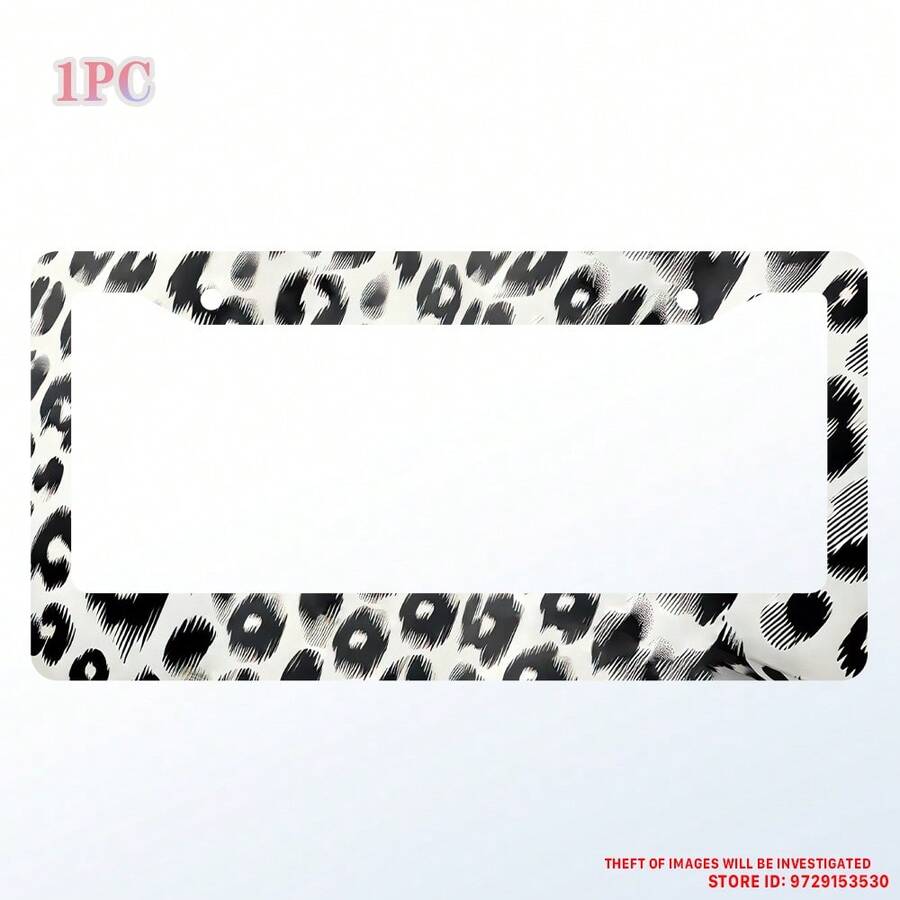 1PC Leopard Print License Plate Frame Skin Texture Pattern Stainless Steel License Plate Holder Front And Rear Car Tags Funny Car Decoration Accessories With Screws 6.3 X 12.2 In Women Men - 12x6 Inch - View 1