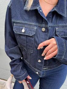 Jeta Ari Premium Denim Contrast Stitch Denim Jacket - Dark Wash - View 3