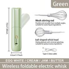 Batidora eléctrica inalámbrica/Batidor de acero inoxidable 304/Recargable por USB/Batería de litio de 800mAh/Herramienta de mezcla para tartas, cremas, galletas y cocina - Multicolor - Ver 14