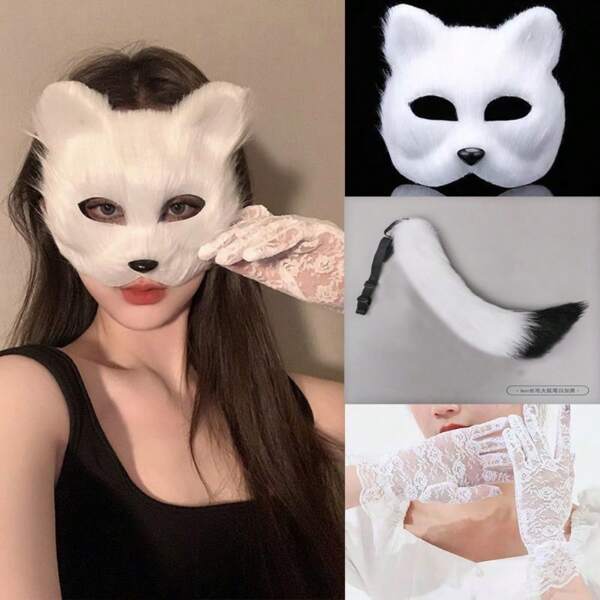 Fox Cosplay Costume Accessorie-Faux Furs Fox Mask Foxes Tail And Lace Gloves Carnival Party Party Props