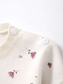 Baby Mädchen süßer Langarm Pullover mit Blume Muster, Rundhalsausschnitt, geeignet für Herbst/Winter oder lässigen Alltag, niedlich und frisch