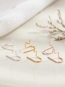 S925 Sterling Silver Line Earrings, Ear Hole Geometric Earrings, Minimalist Style, Mini Compact Earrings, Suitable For Women To Wear On Various Holidays