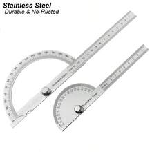 量角器角度计测量尺金属探测器180度量角器不锈钢木工木材测量工具 - 銀色 - 查看 7