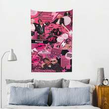 Rose Tapestry Wall Hanging And Desktop Covering, Suitable For Living Room, Bedroom, Dormitory Decoration, Living Room Decoration, Decorative Wall Pieces, Animation Room Decoration - Black - View 4