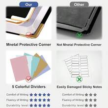 Yoment Hardcover Spiral Notebooks For Work School Note Taking,  8"X10" Journal Notebook With Tabs Dividers,  Multi 5 Subject Notebook College Ruled,  240 Pages Lined Journal For Women,  Pink - Multicolor - View 4