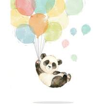1 pieza Póster y estampado en lienzo con impresión de globos de animales de dibujos animados lindos, arte de pared moderno para decoración del hogar y regalo para la habitación de niña bebé sin marco - Multicolor - Ver 11