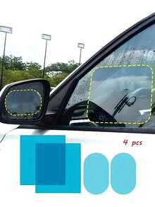 4片装汽车防雨透明膜 后视镜镜头保护嘴 防水膜 车贴配件 防眩光 防雨 防雾玻璃窗 雨天膜 疏水贴纸 后视镜雨刷 - 彩色 - 查看 3