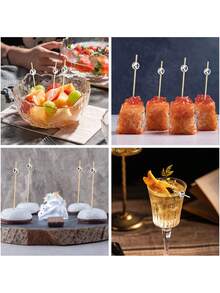 鸡尾酒摇铃、迪斯科球装饰牙签、开胃菜银色鸡尾酒串、迪斯科主题派对用品木制长鸡尾酒摇铃（4.7 英寸，银色）、蛋糕装饰